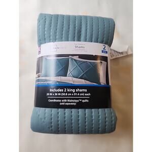 Mainstays Teal Diamond Sham 2 Pack King Quilted Textured